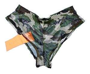 Mens See Through thru Camo Camouflage Nylon Mesh Booty Shorts 