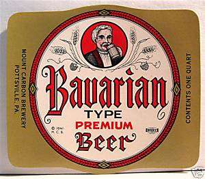 Bavarian Beer Bottle Label Mount Carbon Pottsville Pa  