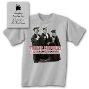 Three Stooges T Shirt   Higher Learning Gray Funny Tee  