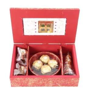Gold Ginni Pooja Kit Classic gift box with 24 K gold plated mahalaxmi 