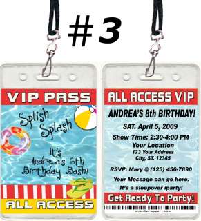 POOL BEACH WATER PARK BIRTHDAY PARTY TICKET INVITATIONS VIP PASSES AND 