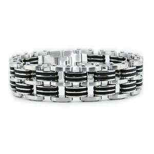  Stainless Steel Double Link Biker Bracelet 8.5 Jewelry