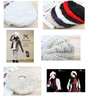   Warm Winter Women Lady Beret Braided Baggy Beanie Crochet Hat Ski Cap