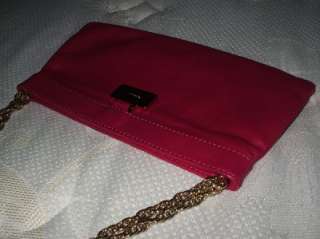 KATE SPADE PINK MAGENTA LEATHER CHAIN CLUTCH PURSE BAG  