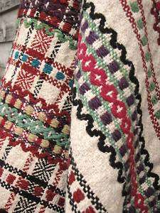 Antique Homespun wool hemp blanket Folk Art bed cover  