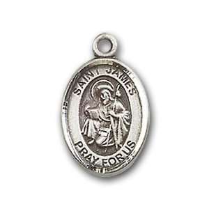   Medal with St. James the Greater Charm and Arched Polished Pin Brooch