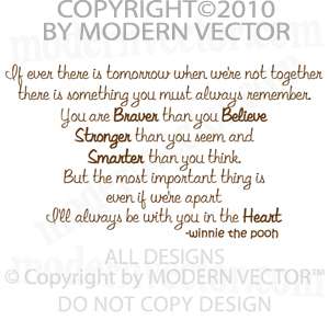 Winnie the Pooh Vinyl Wall Quote Decal Lettering  