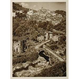 1925 Ceriana Italy Italian Village Bridge Photogravure   Original 