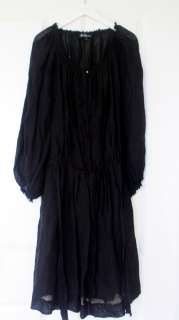 ISABEL MARANT BOHEMIAN BLACK LINEN SMOCK DRESS (2) NWT  