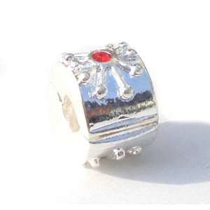  TOC BEADZ Red Stone Set Snowflake Locking Clip 7mm Bead Jewelry