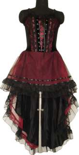 Gothic Corset Dress Long Maroon Victorian Sale 1537L/XL  