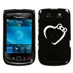  BLACKBERRY TORCH 9800 WHITE HEART BOW ON A BLACK HARD CASE 