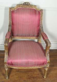 Fine Pair of 18th C. Louis XVI Gilt Arm Chairs c. 1780  