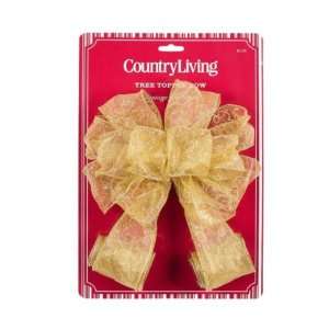  Country Living Vintage Christmas Tree Top Bow Gold Sheer 