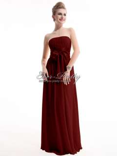   BNWT Chiffon Strapless Long Bowtie Bridesmaid Dress 09060BD  