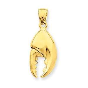  14k Gold 3 D Moveable Stone Crab Claw Pendant Jewelry