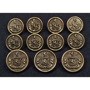   Gold Shank Metal ~TWO LIONS COAT OF ARMS~ Sport Coat BLAZER BUTTON SET