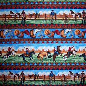   WRANGLERS RANCH Cowboy Hat Horse Saddle Lasso SSI ED Fabric 1/2 YARD