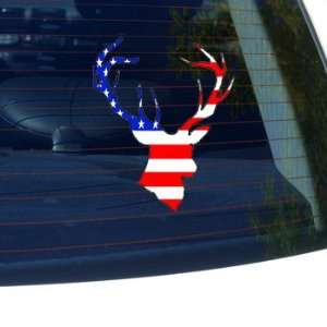 Deer Head USA Flag   Car, Truck, Notebook, Bumper, Window Vinyl 