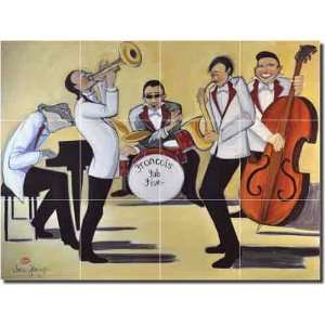 Francois Fab Five by Jann Harrison   Music Band Ceramic Tile Mural 18 