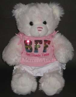   White Pink BFF Best Friends Forever Teddy Stuffed Animal Toy  