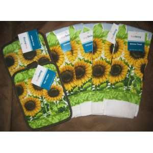 Cute Cute Sunflower Kitchen Towels with Pot Holders