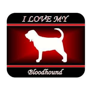  I Love My Bloodhound Dog Mouse Pad   Red Design 
