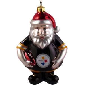  Pittsburgh Steelers Blown Glass Santa Ornament