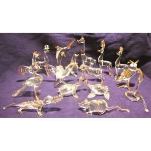  Set of 16 Blown Glass Animal Figurines 