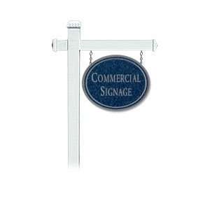  COMMERCIAL SIGN OVAL WHITE POST MOUNTED COBALT BLUE SIGN 