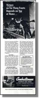 1942 Tanks on a Train   Automatic Coal Stoker, Print Ad  