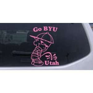 Go BYU Pee On Utah Car Window Wall Laptop Decal Sticker    Pink 12in X 