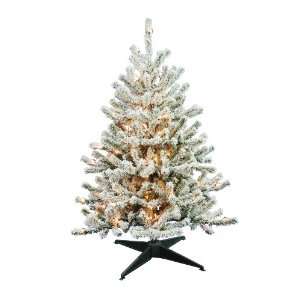  Barcana 4 Foot Flocked Tabletop Christmas Tree with 100 