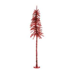   Whimsical Red Artificial Tinsel Christmas Tree   Unlit
