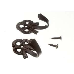 CURTAIN TIE BACK HOLD BACK HOOKS SMALL BOW 45MM BLACK + SCREWS ( 1 