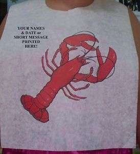 CUSTOM PRINTED DISPOSABLE LOBSTER BIBS w/your name 10pk  