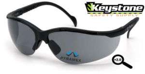   Safety Venture 2 Readers +2.0 Gray Bifocals Glasses SB1820R20 II V2