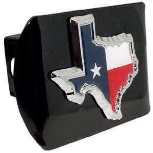  Texas Shape Premium Black Metal Hitch Cover with Texas 