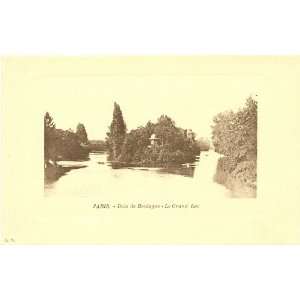 1910 Vintage Postcard the Grand Lake   Bois de Boulogne   Paris France