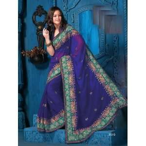  Designer Bollywood Style Pure Georgette Saree with Sequins 