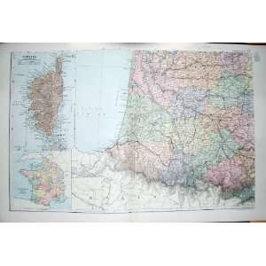   BACON MAP 1894 FRANCE CORSICA STRAIT BONIFACIO BISCAY