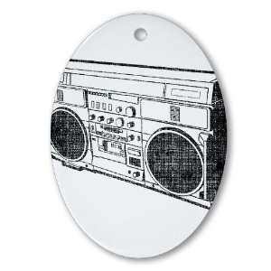  Vintage Ghetto Blaster Boom B Music Oval Ornament by 