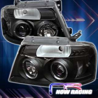 04 08 Ford F150 Halo LED Projector Headlights   Black  