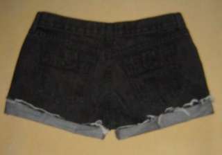 BEBE Jeans BLACK Denim LOWRISE CUT OFF Fray DENIM Jean SHORTS M 29 