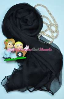BrandNew Silk Scarf Shawl Wrap Hijab Solid Tuxedo Black  