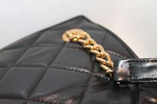 TALBOTS Black Quilted Leather Gold Chain Design Shoulder Bag Handbag 