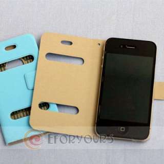   Leather Pouch Skin Flip Case Cover for Apple iphone 4 4G / S 4S 4th