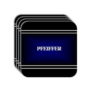 Personal Name Gift   PFEIFFER Set of 4 Mini Mousepad Coasters (black 