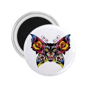 Tattoo Skull Butterfly Fridge Souvenir Magnet 2.25 