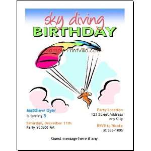 Sky Diving Birthday Party Invitation